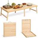 Boho Wooden Folding Picnic Table 80"x30"Low Portable Outdoor Camping Table