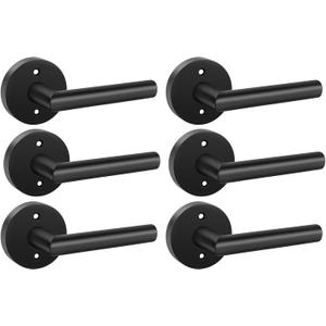 Goldenwarm Black Door Handles Dummy, Matte Black Door Handle Zinc Alloy, No-Turning Dummy Door Levers for Closet Hallway(6 Pieces/3 Pack)