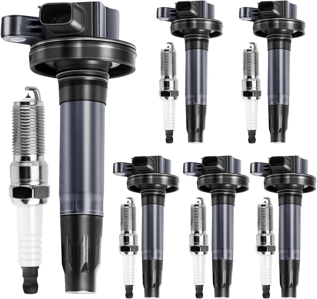 UF553 Ignition Coil Pack & 5019 Iridium Spark Plugs Compatible with Ford Edge Flex Fusion Taurus X, for Lincoln MKS MKX MKT MKZ, Mazda 6 CX-9 3.5 3.7 2007 2008 2009 2010 2011 2012 2013 2014 2015,6PCS
