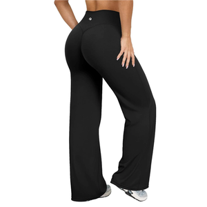 OQQ Yoga Pants Women High Waist Stretch Casual Soft Straight Leg Bottoms, L