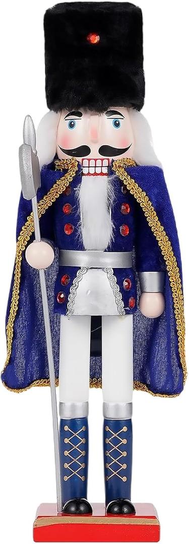 15 Inch Christmas Decorations Nutcracker Ornaments,Wooden Nutcracker Figures,Festive Collectible Nutcracker Gift for Table Desktop Fireplace Thanksgiving Christmas Decor,AxeSoldier(Navy Blue)