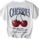 SHENHE Women's Oversized Graphic T Shirts Cherry Fruit Short Sleeve Crew Neck Casual Tops (X-Large)