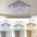 Dimmable Mini LED Chandeliers Modern Crystal Chandelier 7.9 Inches Led Ceiling Light Square Flush Mount Ceiling Light
