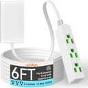 addlon Flat Plug Power Strip with Ultra-Thin Wall Plate, 6 FT Flat Extension Cord with 3 Standard 13A 1625W Outlets, Electrocution Protection, Includes 2 Sets of Fixing Clip, ETL Listed