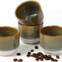 Ceramic Espresso Cups Set, Espresso Coffee Mugs, Special Glazed Demitasse Cups Expresso Coffee Cup for Espresso Machine (Kiln-Fired Blue)