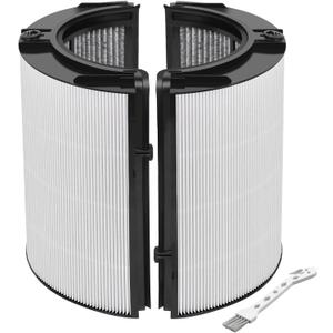 360 Combi Glass True H13 HEPA + Carbon Filter for Dyson HP1 PC1 PC2 TP10 HP10 HP09 TP09 HP07 TP07 TP06 HP06 PH04 PH03 PH02 PH01 DP04 HP4B PH3A TP7A TP7C TP4A TP4B PH2 HP2, 2-in-1 Replacement Filter