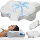 Cervical Memory Foam Pillow for Neck Support, Ergonomic Contour Pillow for Back and Side Sleepers, Breathable Slow-Rebound Foam, Cloud-Like Comfort (2, White)