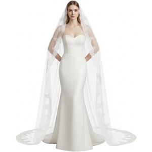 Cathedral Length Wedding Veil Lace Veil Soft Tulle Bridal Veils with Comb (Off White) 1 Tier-118in