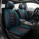 OASIS AUTO Car Seat Covers Front Seats, Sporty Honeycomb Waterproof Faux Leather Protectors, Universal Fit for SUV, Sedan, Truck Interior Accessories (OS-004 Black&Teal)