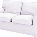 Cotton Ektorp Sofa Bed Cover Compatible with IKEA Ektorp Sleeper Slipcover, White