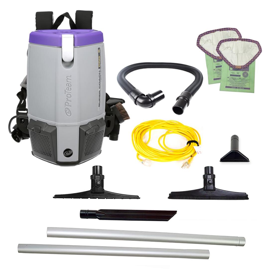 Super Coach Pro 6, 6 qt. Backpack Vacuum w/ 15" Carpet & Hard Surface Sidewinder Tool Kit, 107464, Corded
