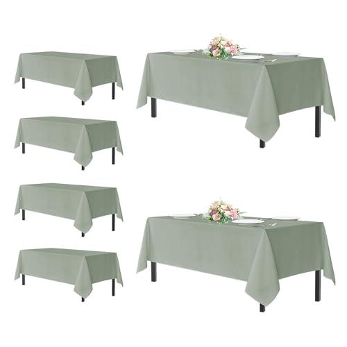 sancua Rectangle Tablecloths for 8 Foot Tables, 5 Pack - Washable Polyester Fabric Table Cloth for Wedding Party, Birthday, Banquet Reception, 60x120 Inch, Sage Green