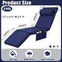 RattanView 2 Pcs Outdoor Chaise Lounge Cushion with Pillow and Side Pockets Waterproof Lounge Chair Cushions for Outdoor Furniture Patio Lounger Pad for Outside Pool Lawn (Navy Blue,72 x 21 x 4)
