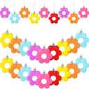 MiniInflat 24 Pcs Spring Daisy Flower Ornaments Flower 2.7 Inch 3D Flowers Bunny Tulips Daisy Hanging Easter Ornament Tree Decorations Plastic Colorful Floral Rabbit Ball Decorations for Holiday Party