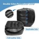 YOUFI Leather Seat Cushion Extra-Thick Booster for Office Chair to Rise Height - Full Filling for Support - with Breathable Cover, Handle and Buckle - Relieves Back Pain – 18"x16"x6" (Black)