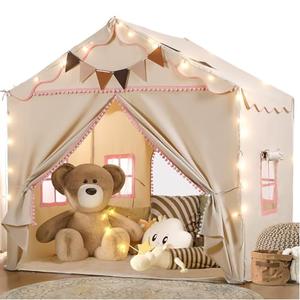 Treestone 2 Doors Kids Play Tent with Padded Mat & Light, Large Tent for Toddler with 4 Windows,Kids Playhouse Outdoor & Indoor, Toy Gift, 51" x 39" x 53"