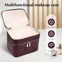Makeup Case, Large Capacity Leather Makeup Bag for Women,Large Capacity Waterproof Double Leather Cosmetic Case,Removable Compartment Travel Organizer