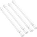 4 Pack Small Tension Rod 12 to 19 Inch Adjustable Tension Curtain Rod Mini Closet Spring Rod No Drilling Short Tension Rods for Windows, Cupboard, Kitchen Cabinets, White