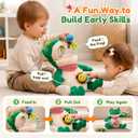 JoyCat Frog Baby Sensory Toy with Mirror & 4 Insects, 3-18 Months | Soft frog opens for put-in play; 4 sensory insects, crinkle, rattle and baby-safe mirror support tummy time.