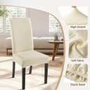 SearchI Dining Room Chair Covers Set of 4, Stretch Jacquard Parsons Chair Slipcovers Super Fit Removable Washable Kitchen Chair Protector Cover for Dining Room, Hotel, Ceremony (Beige Rhombus)