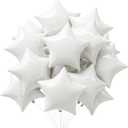 TONIFUL 15Pcs 18 Inch Large White Star Shape Foil Balloons Big White Stars Helium Mylar Ballons for Birthday Wedding Baby Shower Anniversary Engagement Party Decorations Supplies