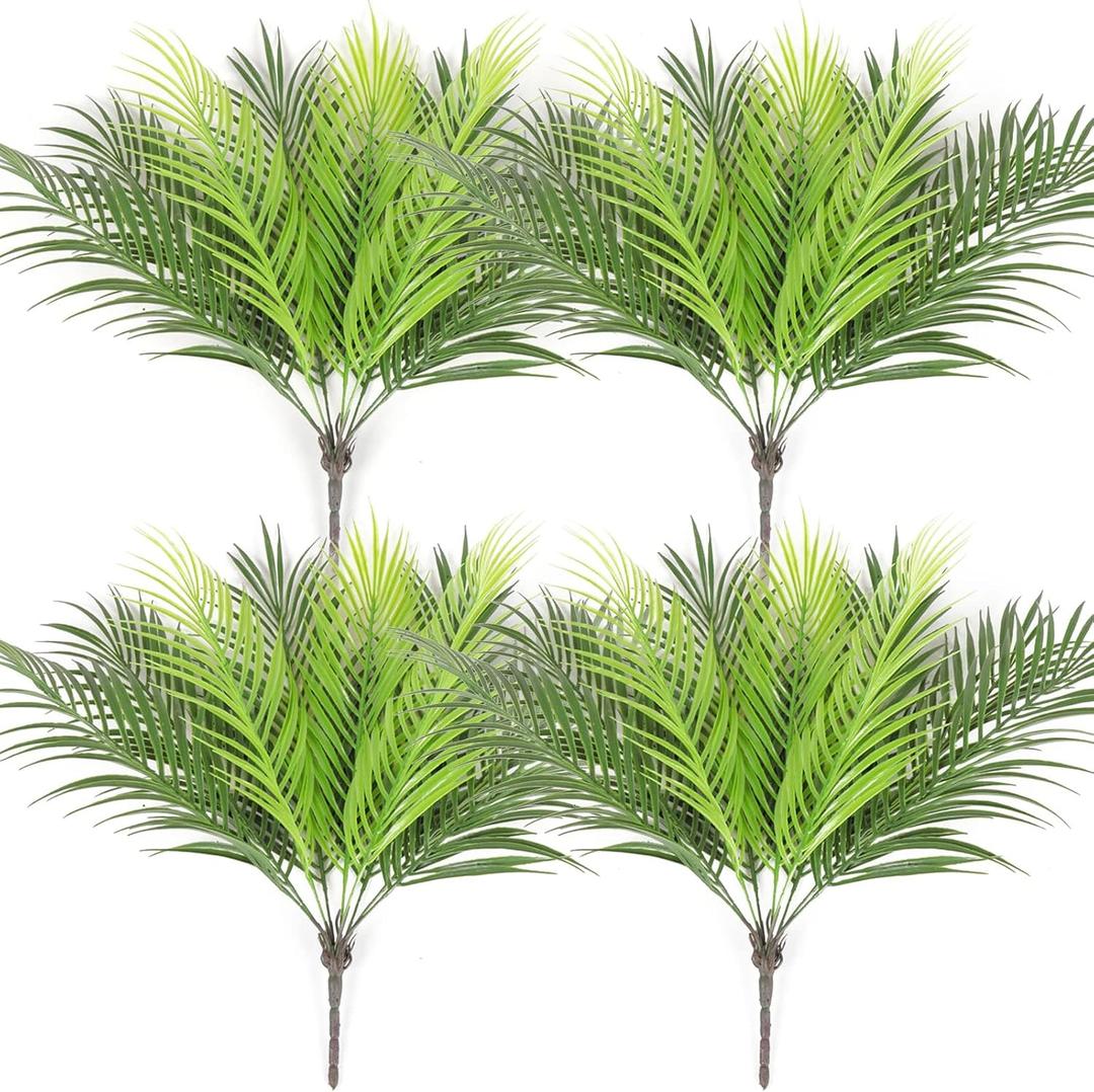 Artificial Palm Plants Leaves Imitation Fake Palm Tree Leaves Decor Greenery Faux Tropical Faux Plants Fronds for Home Garden Hawaiian Party Jungle Party Decor(4 Pieces)