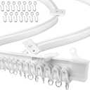 UrbanRed Flexible Bendable Ceiling Curtain Track, 16.4 ft (5 m), Mount for Rail with Curtain Tracks System, Room Divider, Curtains Rod, RV Ceiling Track for Curtains, White