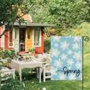 AVOIN colorlife Spring Floral House Flag 28x40 Inch Double Sided Outside, Seasonal Flowers Rustic Yard Outdoor Flag Blue