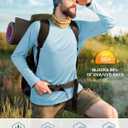 Roadbox Mens UPF 50+ UV Sun Protection Shirts Outdoor Long Sleeve SPF Rash Guard for Fishing Hiking Swimming Running, Blue Large
