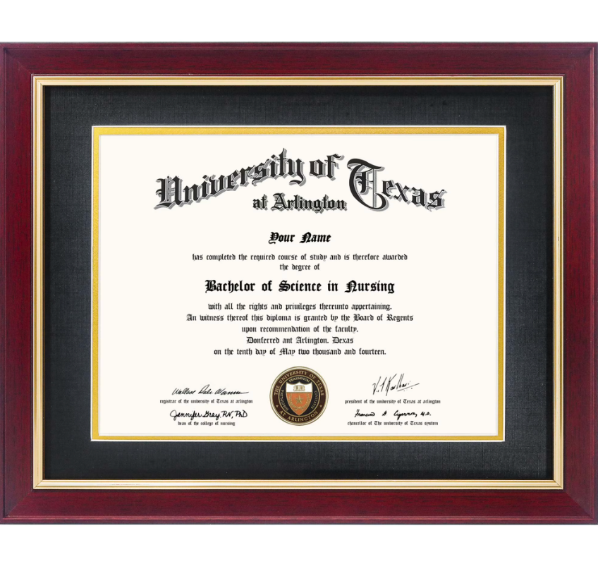 GraduationMall Certificate Documents Diploma Frame Cherry Real Wood with Black Mat 8.5 x 11 /11 x 14