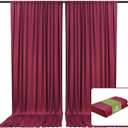 2 Panels Burgundy Backdrop Curtain, 10 x 10 Feet Satin Background Curtains for Parties, Weddings, Baby Showers, Halloween, Christmas Birthday Party Photoshoot Backdrop Curtains Decorations