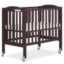 Dream On Me 2-in-1 Portable Mini Crib, Non-Full Size Baby Crib for Small Spaces, 2 Mattress Heights, Compact Travel Design, Includes Mattress, GREENGUARD Gold & BSA Certified, Chocolate Chip