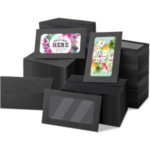 Geyee 500 Pcs Window Gift Card Envelopes 3. 9 x 2. 4'' Sleeves Credit Card Size Blank Business Invitation Envelopes for Wedding Graduation Party Gifts (Black)