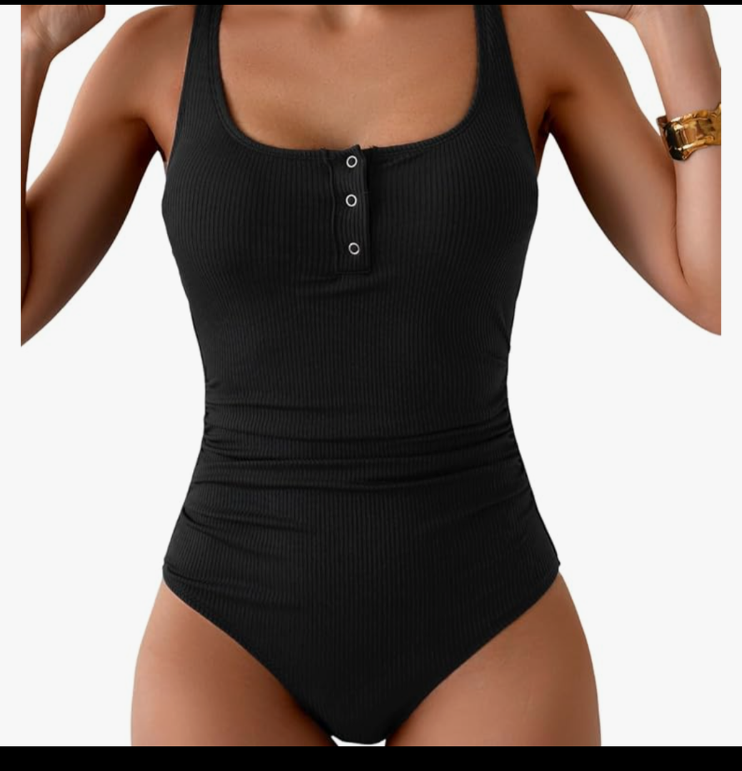 B2prity One Piece Swimsuit for Women Tummy Control Ruched Slimming Bathing Suit Button Full Coverage Swimwear, Size S
