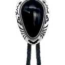 Stone Bolo Tie Native Western Cowboy Handmade Hand-woven Leather Bola Tie Necktie For Men Women (Black)