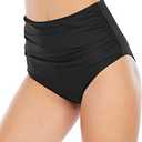 American Trends High Waisted Bikini Bottoms Ruched Tummy Control Swimsuits Bottoms Sexy Swim Bottom Bathing Suits for Women L
