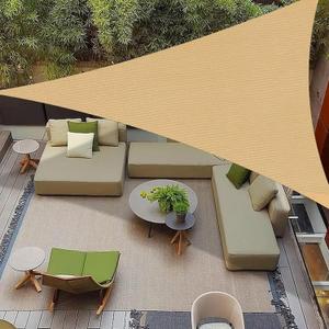 COOLBOYS 12' x 12' x 17' Sun Shade Sail Triangle Sand UV Block Outdoor Shade Canopy Sunshade for Patio Lawn Garden Carport Backyard Deck Pergola