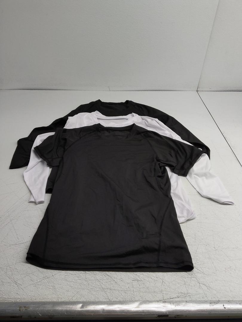 HOPLYNN Workout Compression Shirts Men Long/Short Sleeve Rash Guard Athletic Undershirt Gear T Shirt for Sports L