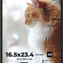 A2 Picture Frame 16.5"x23.4" Premium Plastic - Glossy Black Frame with Shatterproof Plexiglass Cover Wall Mounting Hardware Included - Ideal for Posters, Prints, Artworks, Certificates and Photos