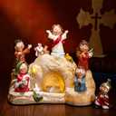Wesiti 7 Pcs Easter Resurrection Scene Set Jesus Tomb Nativity Scene He is Risen Easter Decorations Religious Christian Home Figurines Gifts for Religious Home Office Tabletop Gift