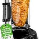 NutriChef Vertical Rotating Shawarma Oven - Rotisserie, Shawarma, & Kebab Machine - Stain-Resistant, Energy-Efficient - Heat-Resistant Door - Includes Kebab Rack with 7 Skewers - Stainless Steel, 11.1'' x 13.1'' x 17.7''