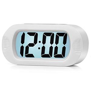 Plumeet Kids Alarm Clock Large Digital LCD Travel Alarm Clocks with Snooze and Night Light - Ascending Sound and Handheld Size - Best Gift for Kids (Black)