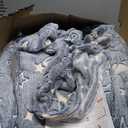 Comfy Toddler Couch and Chair for Kids with Blanket, 2-in-1 Soft Plush Fold Out Kids Sofa Chairs for Girls and Boys, Convertible Sofa to Lounger for Playroom, Glowing Starry Sky (Blue)