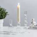Glasseam Glass Candle Stick Holder: Clear Taper Candle Holders Set of 3 Modern Candlestick Holders for Taper Candles Decorative Candle Holders for Table Centerpiece Wedding Party Christmas Decorations