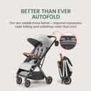 Bombi Bbee V2 Lightweight Baby Stroller - Premium Vegan Leather, One-Hand Fold, Infinite Recline, Aircraft-Grade Aluminum Frame, XXL Canopy, and Ample Storage Umbrella Stroller - Stone Gray