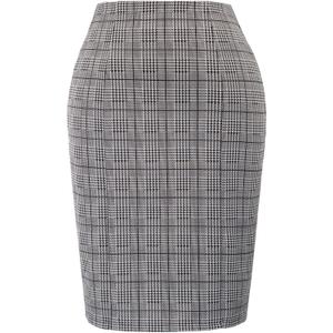 Kate Kasin Womens Knee Length Elastic Waist Stretchy Bodycon Plaid Business Pencil Skirt XL