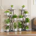 Plant Stand Indoor with Grow Lights - 44" Tall Corner Plant Stands for Indoor Plants, 5 Tiered Metal Plant Shelf, Curved Plant Flower Holder Dispaly Rack for Living Room, Home Patio Balcony (Gray)