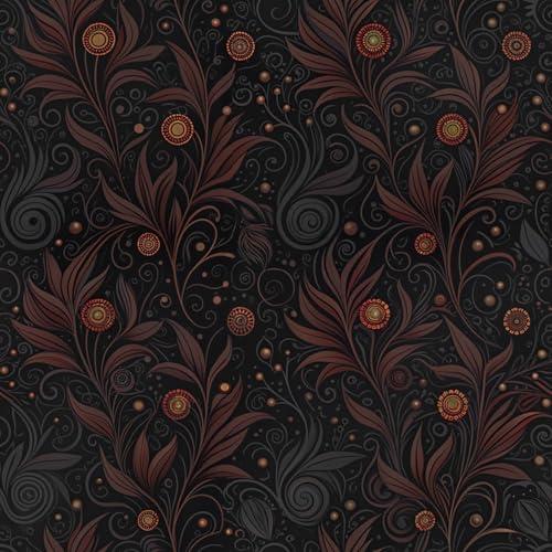 Qianglive Boho Wallpaper Peel and Stick Dark Wallpaper Removable Vintage Plants Contact Paper Vinyl Textured Wall Paper Boho Waterproof Shelf Paper for Bedroom Bathroom 17.3"x120"