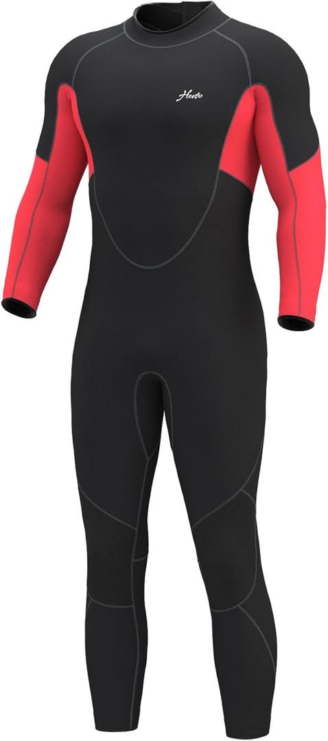 Hevto Men Wetsuit 5/4/3/2mm Neoprene Full Wet Suit in Cold Water for Scuba Diving Surfing Swimming for Water Sports (Large)