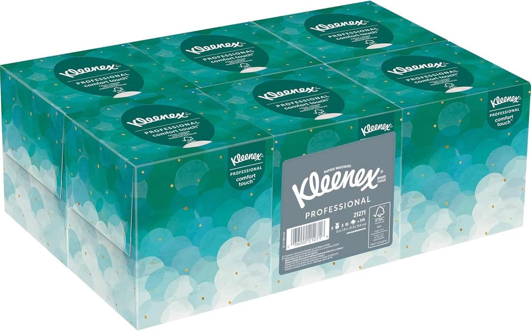 Kleenex Professional Facial Tissue Cube for Business (21271), Upright Face Tissue Box, 6 Bundles / Case, 6 Boxes / Bundle, 36 Boxes / Case (95 Count (Pack of 6), White)